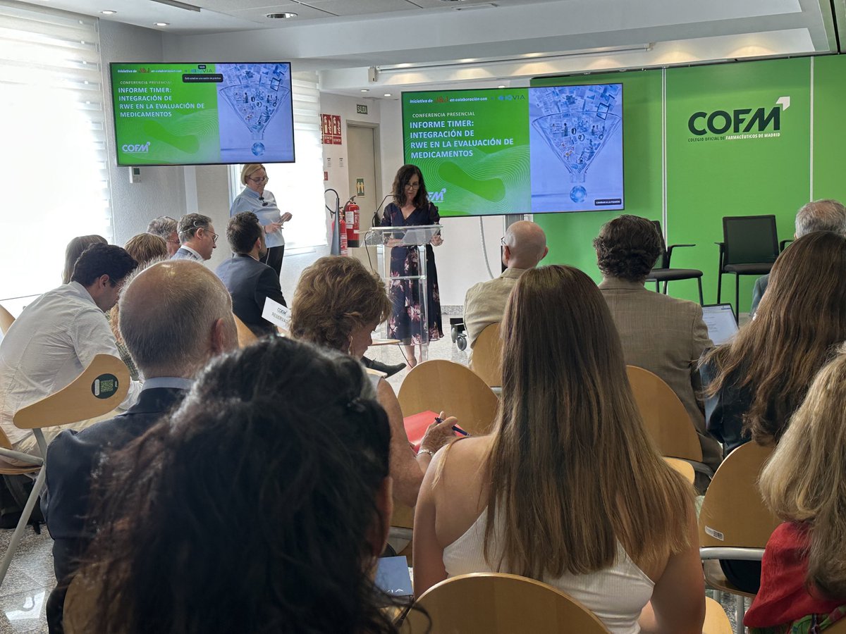 COFMadrid's tweet photo. La innovación en salud 💚va más allá de descubrir nuevos medicamentos. En la presentación del “Informe TIMER”, abordamos el valor de la evidencia científica real #RWE para conocer cómo la innovación transforma realmente la vida de las personas. Con el apoyo de @JNJInnovMed #AQVIA https://t.co/sPoZ6zI2VB