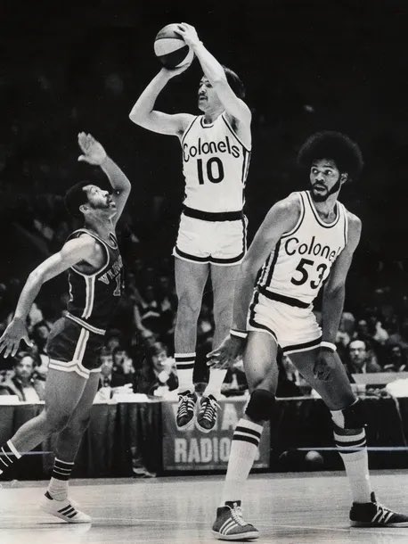 UsherNBA's tweet photo. This is Louie Dampier, ABA legend

In 1968-69 he shot 36.1% on 7.1 3PA/G and averaged 24.8 PPG

In 1969-70 he shot 36.1% on 6.7 3PA/G and averaged 26.0 PPG

He made 397/1100 from deep over a two-season span more than a decade before the NBA adopted the three-point line (the ABA had it since its inception in 1967-68)

Talk about ahead of his time!