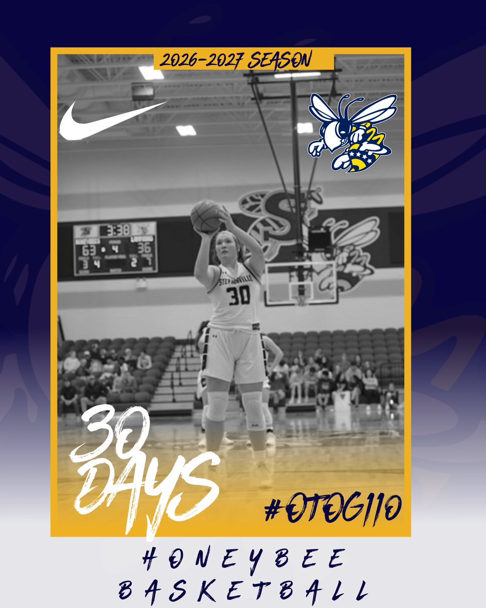 HoneybeesBB's tweet photo. It’s hard to believe, but the 26-27 @HoneybeesBB season is close! One month from today!
#OTOG110

@coachjhodges21 @stephenvilleisd @flasherathnews @TXHSGBB @SportsDayHS @Tabchoops @BigCountrySport @AustinTGCA @sville_sports @THSCAcoaches https://t.co/j9ZF3SAQYO