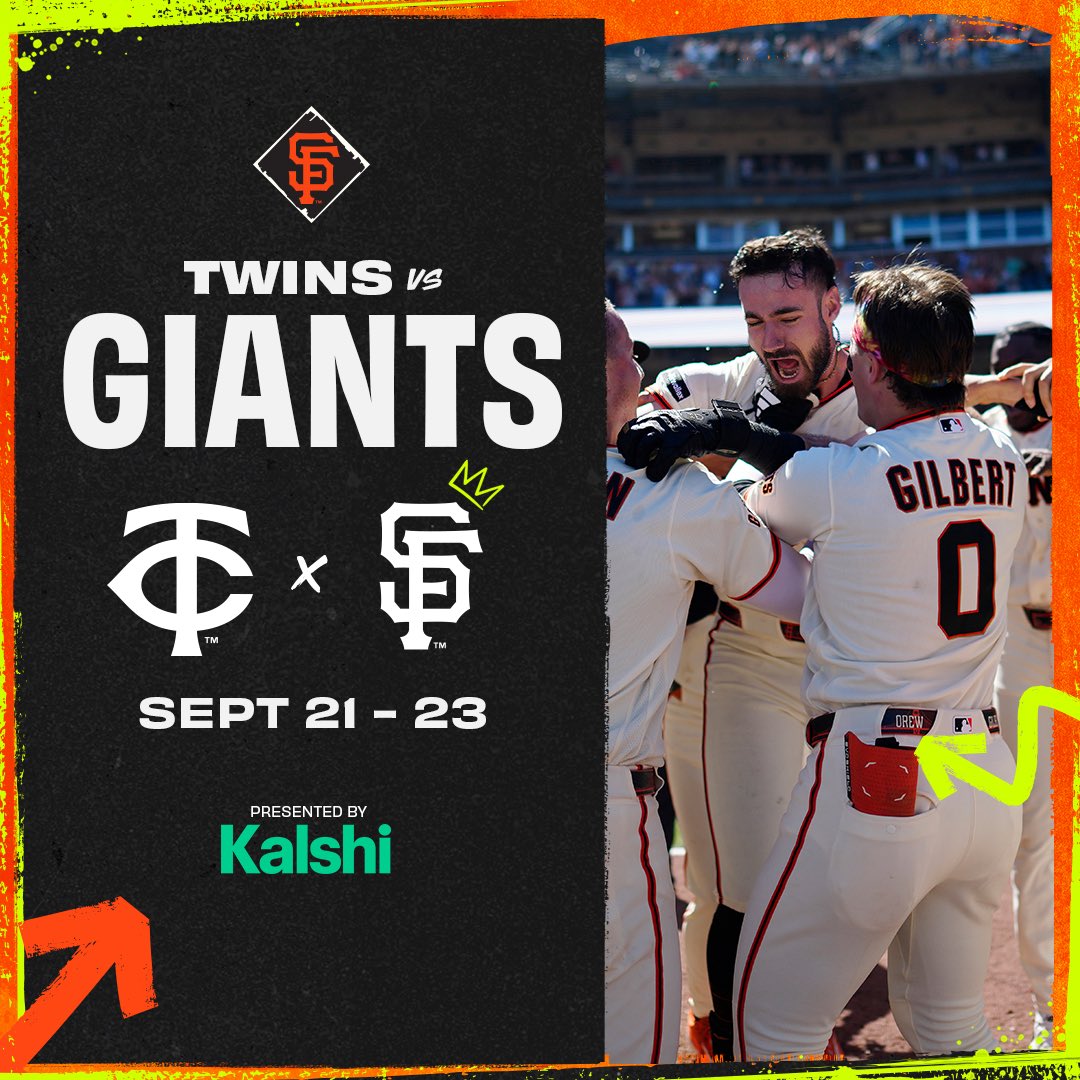 Graphic promoting the Giants-Twins series at Oracle Park