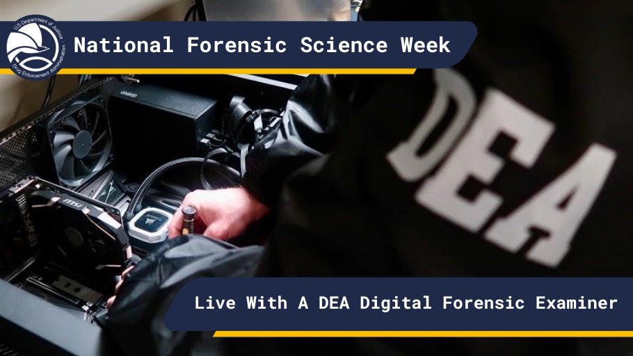 DEAHQ's tweet photo. 🚨We are LIVE!🎥

Join us now on LinkedIn Live to hear from a DEA Digital Forensic Examiner! #DEAForensics #ForensicSciencesWeek
https://t.co/A31fC4EwMF

@TheJusticeDept https://t.co/Fa2NCJEY8E