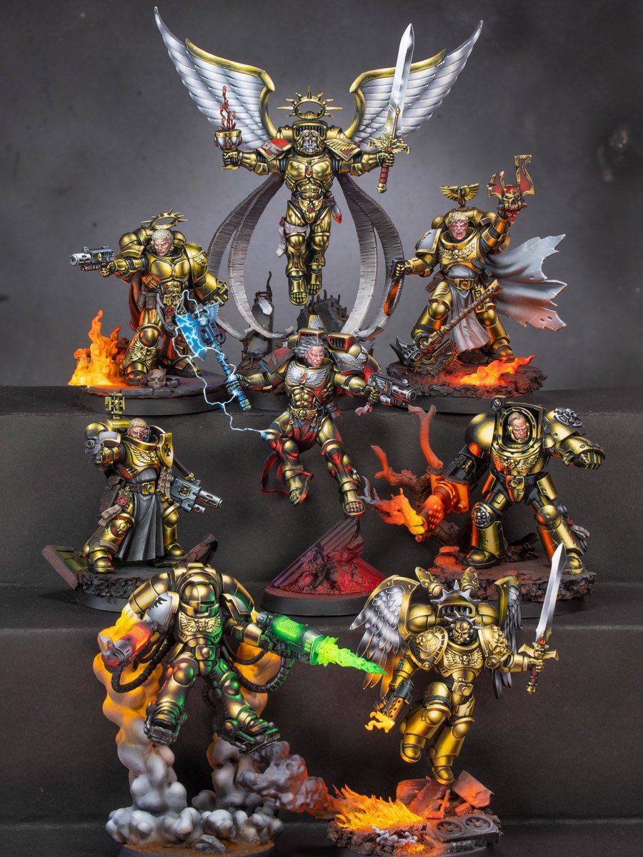 theminiaturista's tweet photo. The Angelic host. My small collection of golden angels all in non metallic, no airbrush just brush. Not super smooth but i think is enought. And of course you have the painting guide of all of them up in the bio link
.
.
#warhammer40k #warhammer #warhammercommunity #gamesworkshop https://t.co/vGM3kVIHCS
