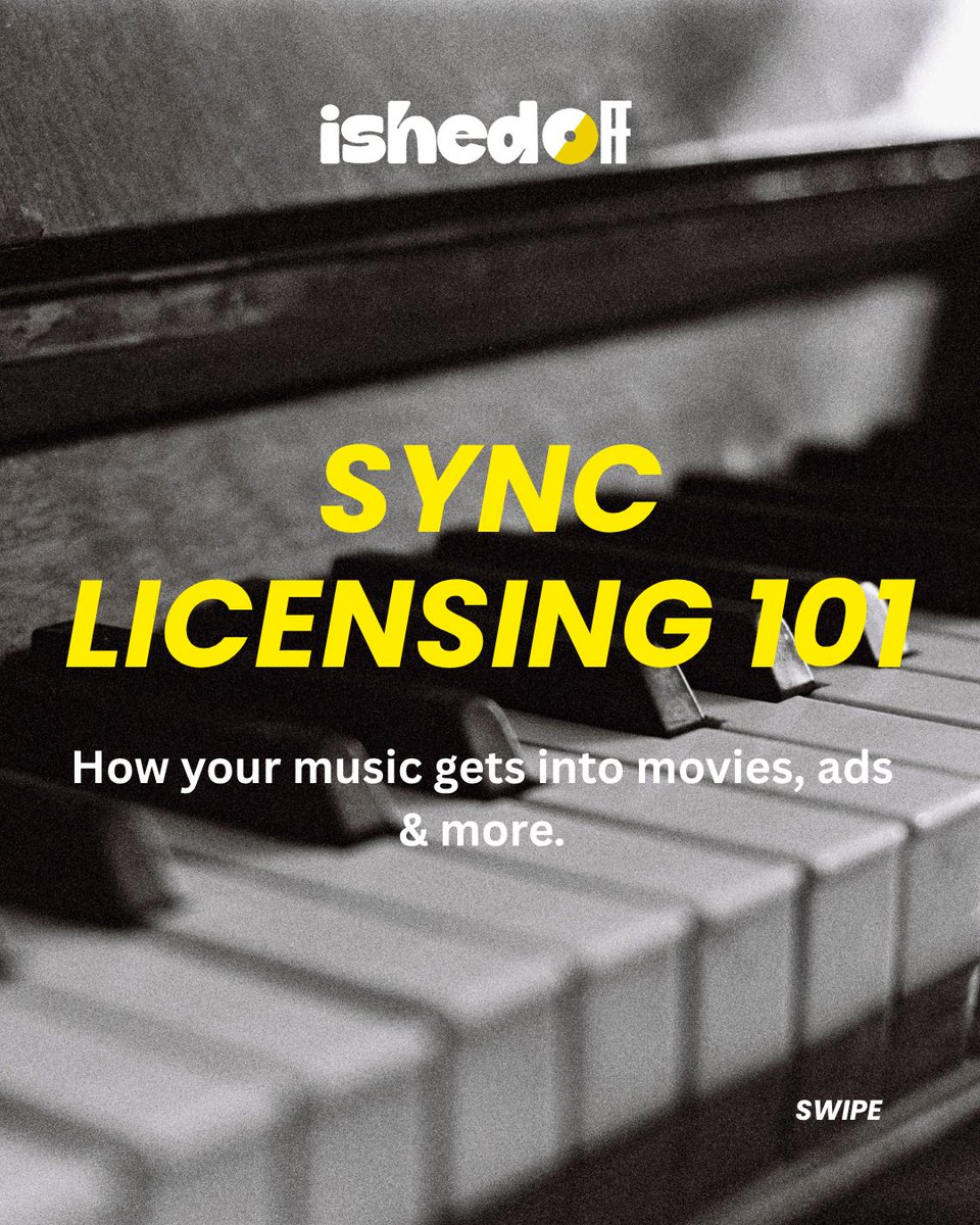 iShedOff's tweet photo. Your music can do more than live on streaming platforms.

Sync licensing puts your music in films, TV shows, ads, games and more.

Swipe to learn the basics.

Explore more at https://t.co/abHItQL4q8 https://t.co/OZzt42A7QD