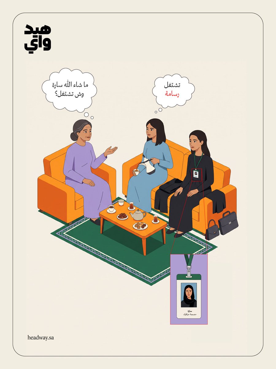 headway_saudi's tweet photo. اذا كنت موظف في وكالة إبداعية غالبًا اهلك ما يعرفون مسمّاك الوظيفي ولا حتى طبيعة عملك 😅 https://t.co/Rwie2NCw0m