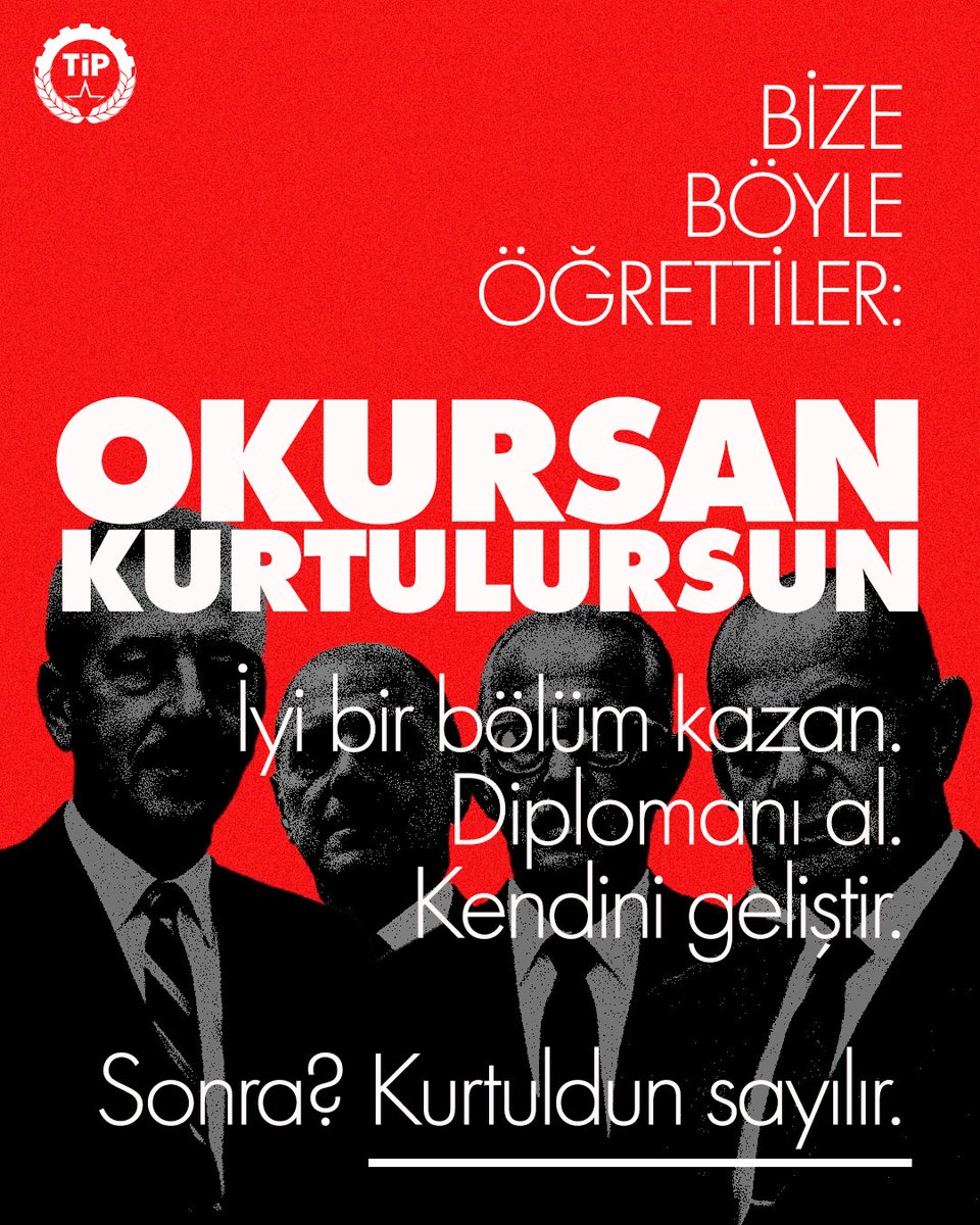 tipliogrencii's tweet photo. Bize kurtuluşu hep tek kişilik anlattılar: Oku, çalış, kendini geliştir, kendini kurtar.

Oysa aynı güvencesizliği yaşayan milyonlar varken mesele hiçbir zaman tek başına kurtulmak değildi.

Herkes için kurtuluş, birlikte mümkün. https://t.co/Gnqv285PSO