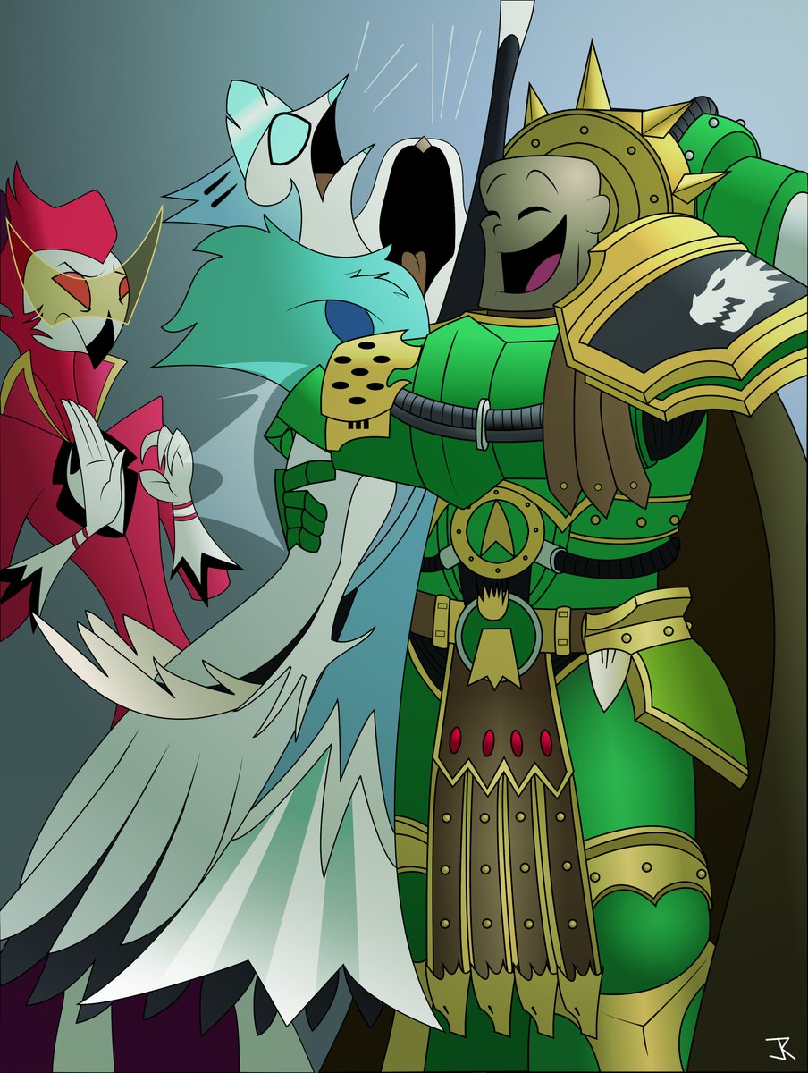 JimKudulis's tweet photo. Hugs for the Birds - Helluva Loyalists  Vulkan: Well met little birdie friends. Come and let me give you the Hugs of Vulkan! AND BREAK EVERAH BRITTA BONE IN YA BODY!!!! Hohohohohohohohohohohohohoo!!! *hugs Andrealphus and Stella*

Andrealphus: AAAAAAAAAGH!!!! MY FUCKING SPINE!!!! https://t.co/8oZvscYN94