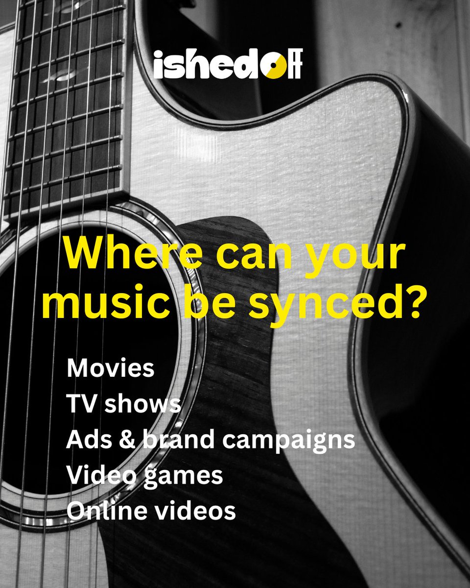 iShedOff's tweet photo. Your music can do more than live on streaming platforms.

Sync licensing puts your music in films, TV shows, ads, games and more.

Swipe to learn the basics.

Explore more at https://t.co/abHItQL4q8 https://t.co/OZzt42A7QD