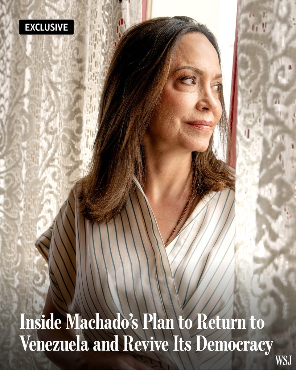 WSJ's tweet photo. María Corina Machado is planning her comeback from exile in Panama, setting up a clash with the U.S.-backed interim government. 🔗: https://t.co/b8DGanAV4B https://t.co/tCcxEIRS9J