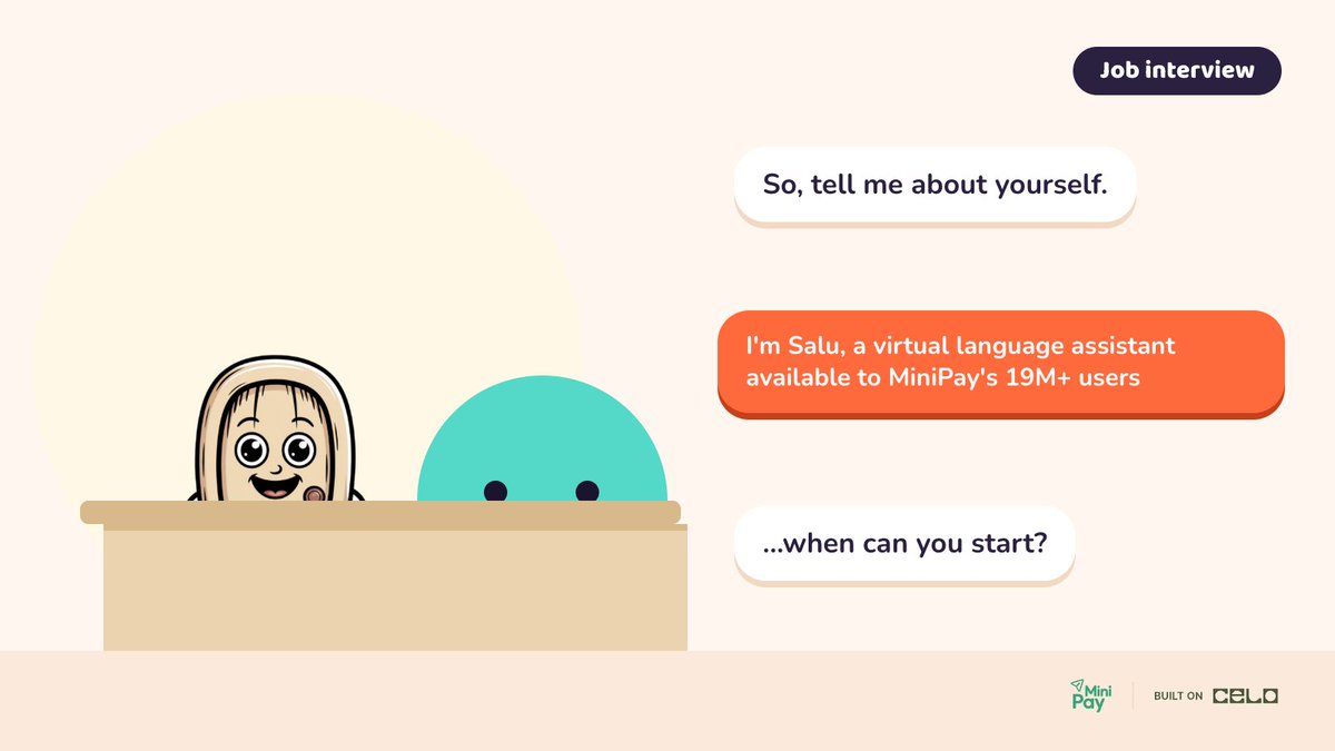 hisaluto's tweet photo. Job interviews are stressful enough without having to translate your thoughts in real time 🥵

Salu's "Job interview" scenario lets you practice common questions in English to prepare.

Show up ready. Salu is here to help. https://t.co/bJ4fX0AGi5