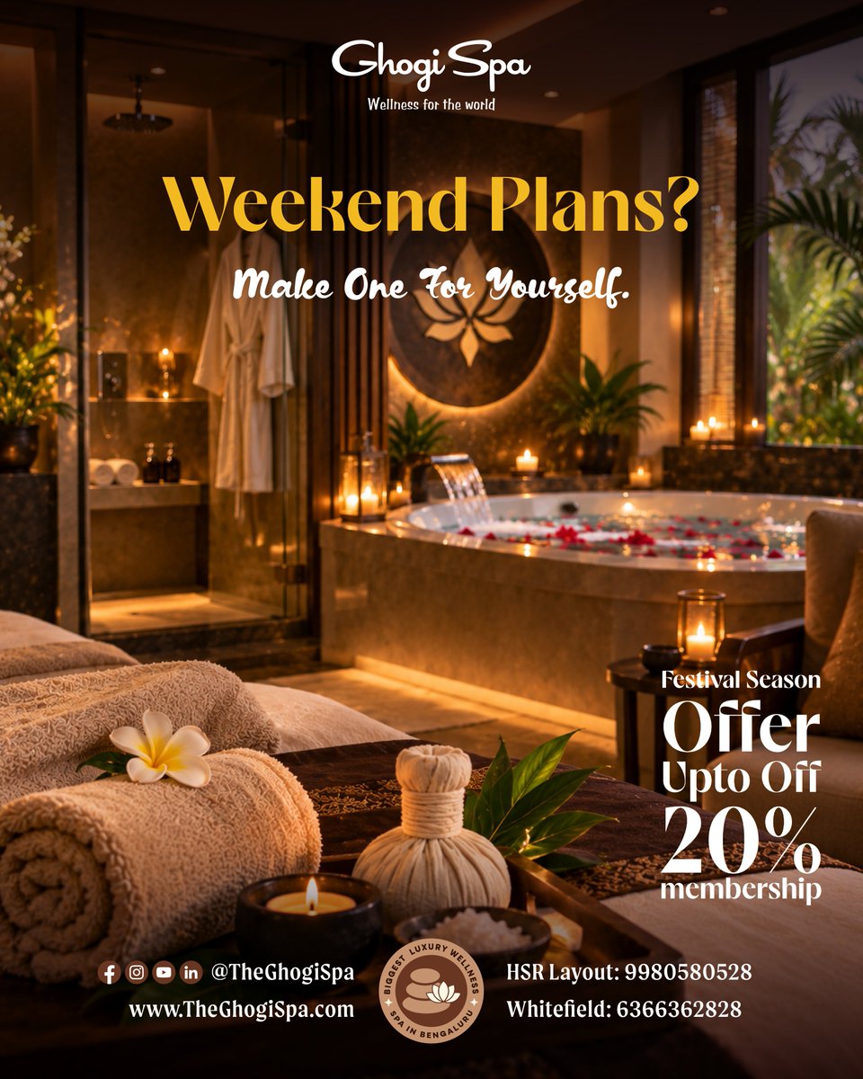 TheGhogiSpa's tweet photo. A weekend well spent doesn't always need a destination.

Sometimes it needs a private suite, a relaxing therapy and time away from the noise.

📞 +91 63663 62828 | +91 99805 80528
🌐 https://t.co/8Ph3Z1ByPi
#GhogiSpa #WeekendWellness #BengaluruSpa #LuxuryEscape #SelfCareWeekend https://t.co/3UZWZcyFVI