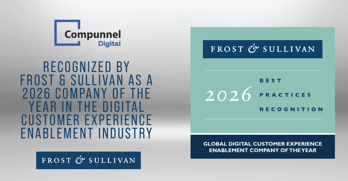 Frost_Sullivan's tweet photo. Congratulations to @Compunnelinc  on being recognized as the 2026 Global Digital Customer Experience Enablement Company of the Year! Their work is helping shape the future of digital customer experiences. Learn more about their impact: https://t.co/EZvYJCfJAm https://t.co/Xcji9ZrXWY