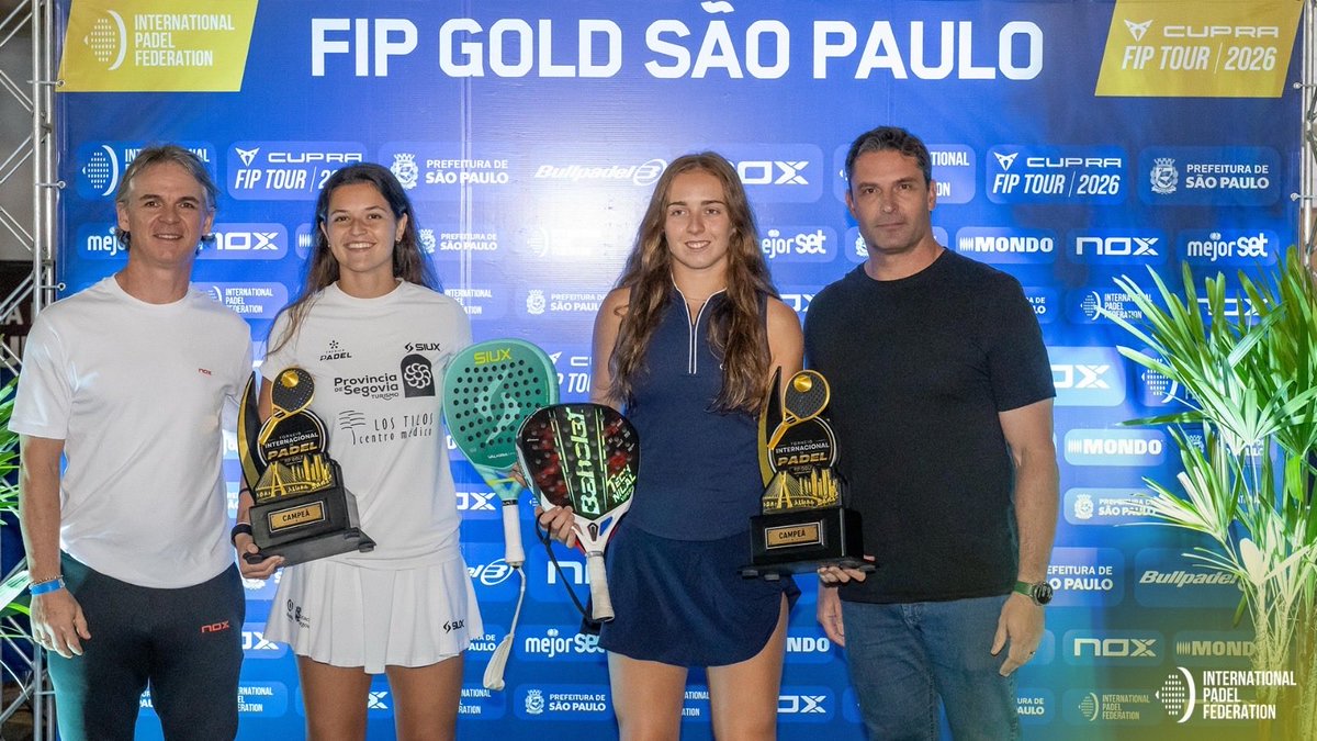 padelfip's tweet photo. ๐ง๐ท๐ History made in Brazil!
The first-ever CUPRA FIP Tour Gold in Brazil crowns its champions! ๐ฅ
๐น D. Gala & M. Arce
๐บ J. Velasco & R. Eugenio
An unforgettable week in Sรฃo Paulo! ๐ง๐ทโจ
#PadelFIP #CUPRAFIPTour https://t.co/sxlLpiOuBV