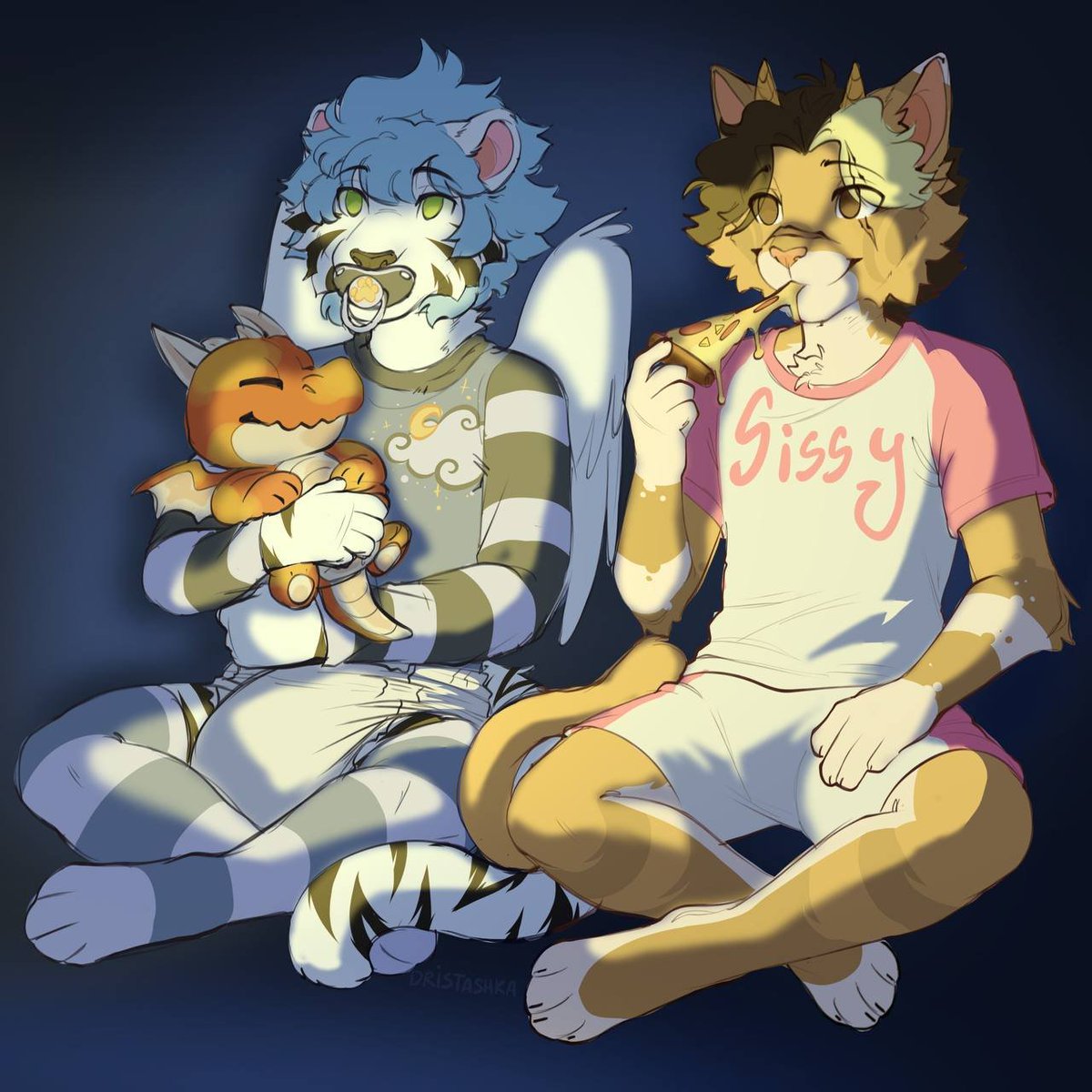 Rain32376101's tweet photo. Nothing could be better than having a babysitter who’s also your friend! You can eat delicious food all day, play games, bake cookies, and watch cartoons. And at the end of the day, he’ll change your smelly, dirty diaper and tuck you into a clean, soft bed.

Finished comm for Kai https://t.co/CnWQH5bJvW