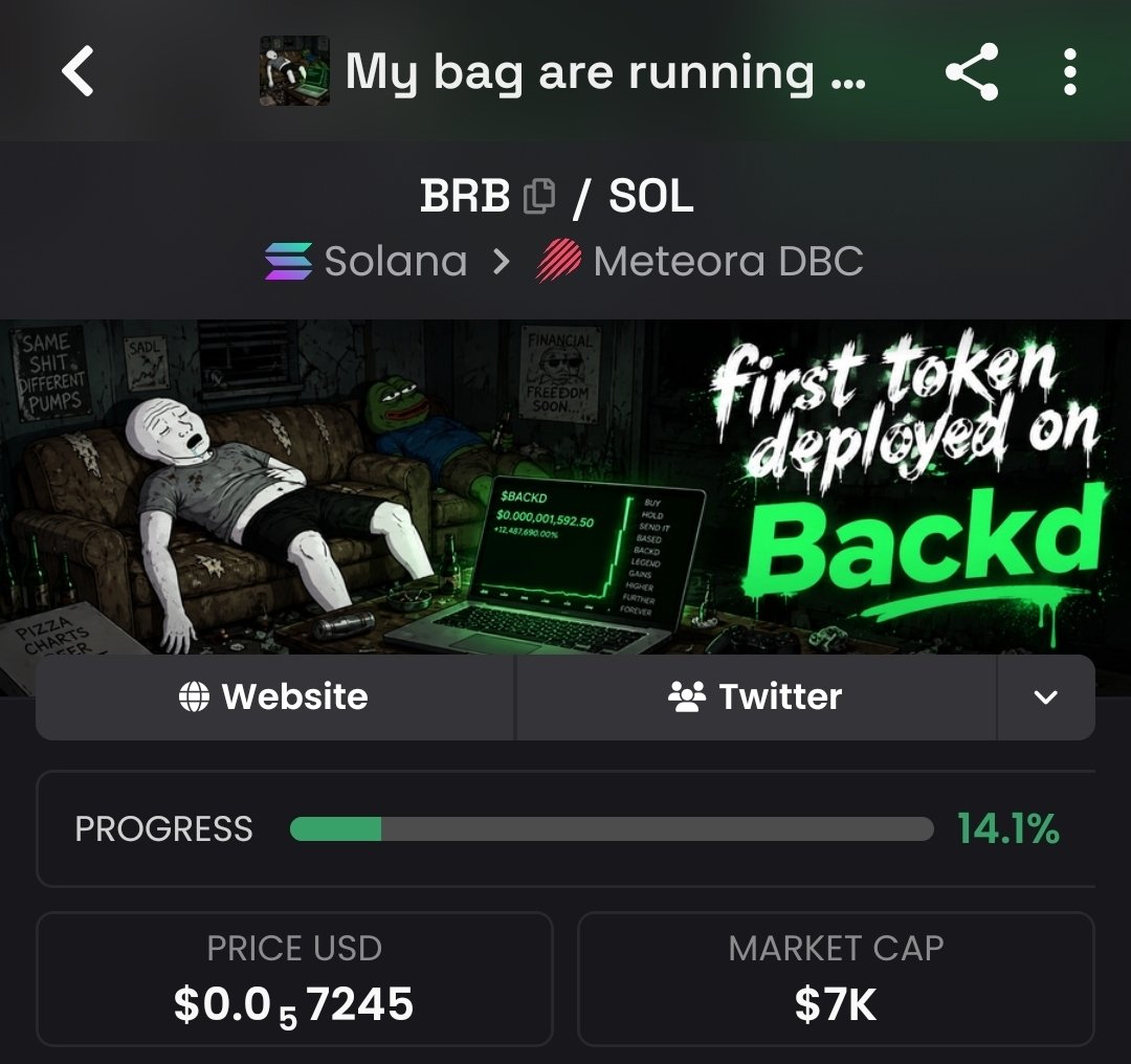 greenbackschool's tweet photo. $BRB is first meme of $BACKD Ecosystem. Obviously it will bond. #BACKD building serious momentum and I feel it will spill over to its first meme. NFA, DYOR
Eu8qVFAvUvESDZ252RZBH9H23KfiEjkWNi9qpHNmd7e6 https://t.co/VOiYKxtyYi