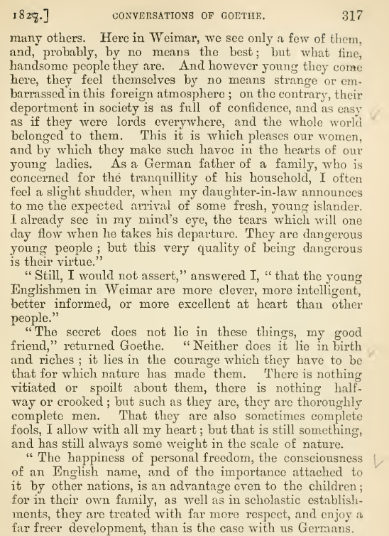 HearsayTerence's tweet photo. Goethe on the English https://t.co/UHn61aYdHS
