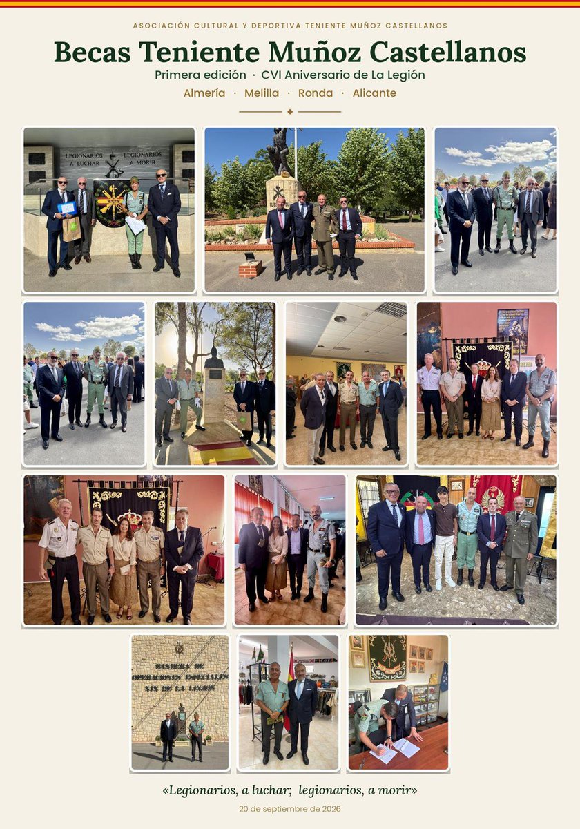 asociaciontmc's tweet photo. 🎖️ Primera edición de las Becas Teniente Muñoz Castellanos. Día histórico para nuestra Asociación Cultural y Deportiva Teniente Muñoz Castellanos. Coincidiendo con el CVI aniversario de la fundación de La Legión. #LaLegión #AsociaciónTMC https://t.co/7DqYHF563N