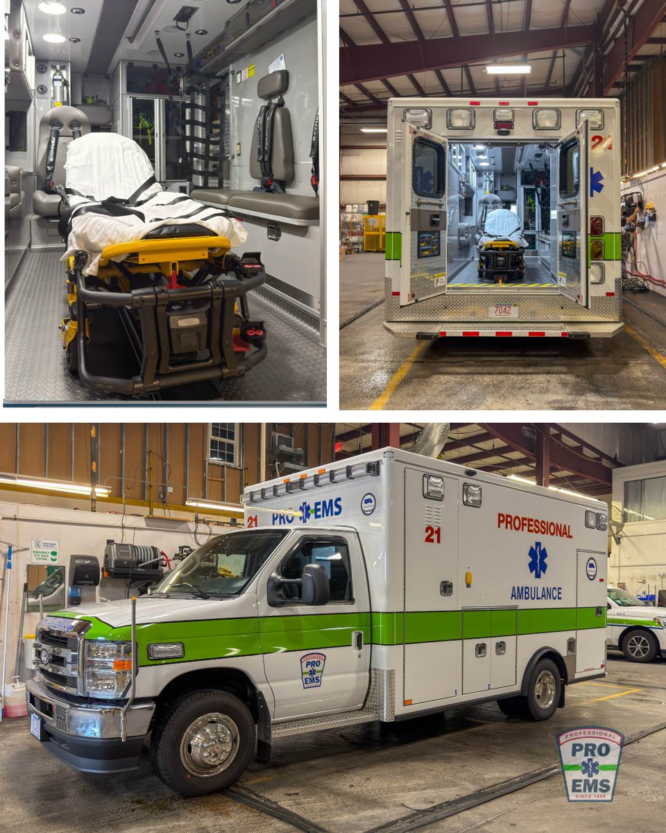 ProEMSCambridge's tweet photo. Welcoming the newest addition to our fleet! Unit 21 is officially prepped, fully equipped, and ready to serve our community. 🚑✨
#PROEMS #AmbulanceService #NewRig #EMS #FirstResponders https://t.co/S8oFuPZ8uA