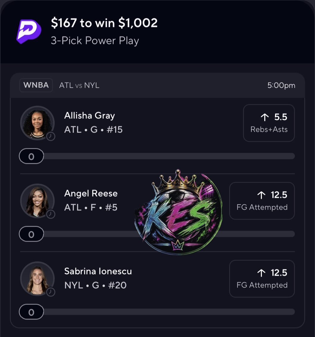 KirbyEatsSlips's tweet photo. X6 #wnba #PrizePicks #Gambling𝕏 discord saw it first 🙏🏻 https://t.co/ErBCg66TWp