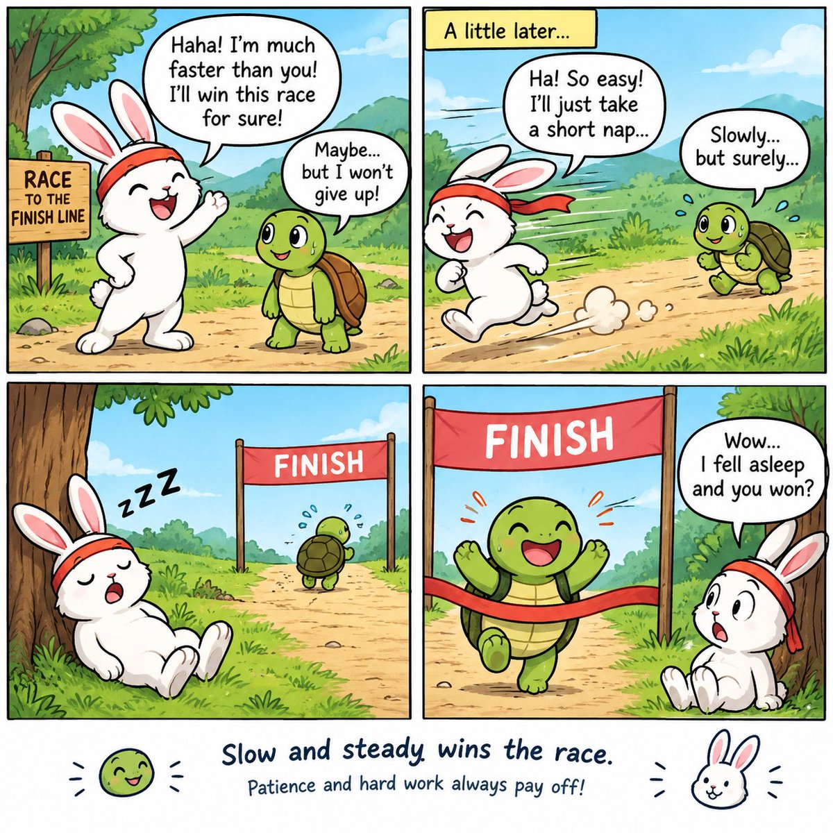 popularpup11831's tweet photo. 🐰💨 Slow and steady wins the race! 🐢🏆 Never give up, keep moving forward, and believe in yourself. 💚✨ #AnimalComic #FunnyAnimals #RabbitAndTurtle #NeverGiveUp #MoralStory https://t.co/mGvEmUpCok