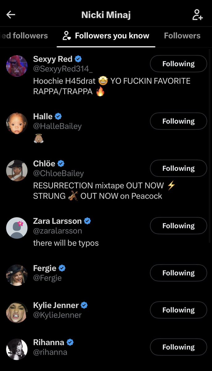 IsisYafather's tweet photo. The way everyone swore their favorite Celebrities would unfollow Nicki Minaj … https://t.co/7kFJiMYaNL