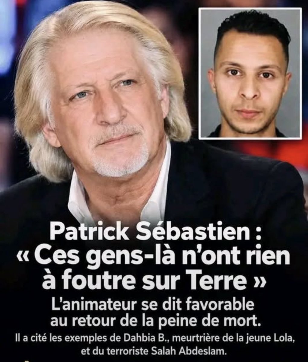 ClaudeBayard064's tweet photo. IL A MILLE FOIS RAISON !! 🙏🏻🇫🇷

Ce terroriste et tous les autres n’ont rien à faire sur terre quand ils privent des innocents de vivre heureux !! 

RÉTABLISSONS VITE LA PEINE DE MORT 💀 POUR LES TERRORISTES ET LES ASSASSINS !! 💀💀💀💀💀💀 https://t.co/bSHiz7Ani6