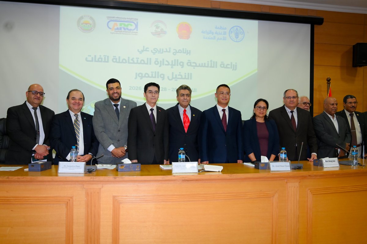 FAOEgypt's tweet photo. في إطار مبادرة بلد واحد، منتج واحد ذو أولوية، 💰الحكومة الصينية، افتتحت @FAO و@agricultureagr برنامجًا تدريبيًا حول المكافحة المتكاملة لآفات نخيل التمر وزراعة الأنسجة، بمشاركة 24 متدربًا من مصر والعراق، للتعرف على أساليب مكافحة الآفات الحشرية والمرضية التي تصيب النخيل والتمور🌴 https://t.co/sOyaf7fkmq