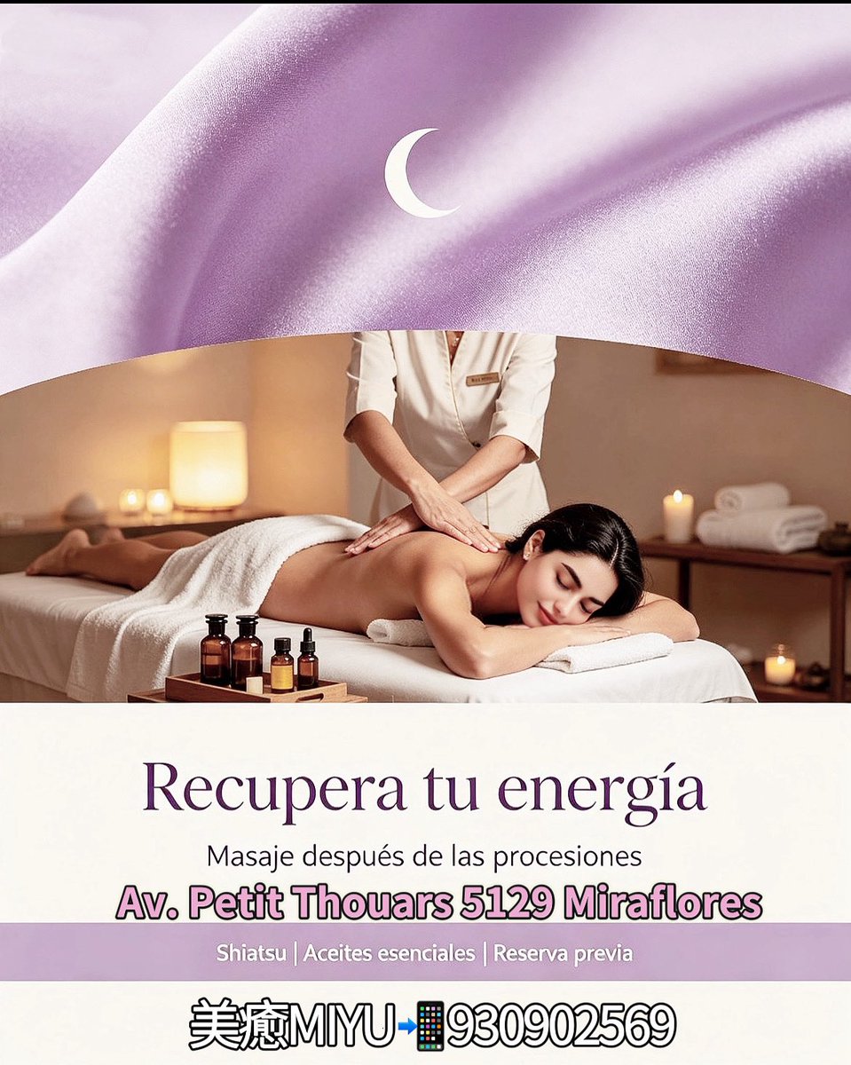 mi_miyulao's tweet photo. Octubre es el mes morado en Lima 🟣
Muchos fieles recorren las calles en las procesiones del Señor de los Milagros, y el cuerpo acumula cansancio y tensión muscular.
Ven a Miyu en Miraflores para aliviar esa fatiga. https://t.co/LCbfpJVn2O