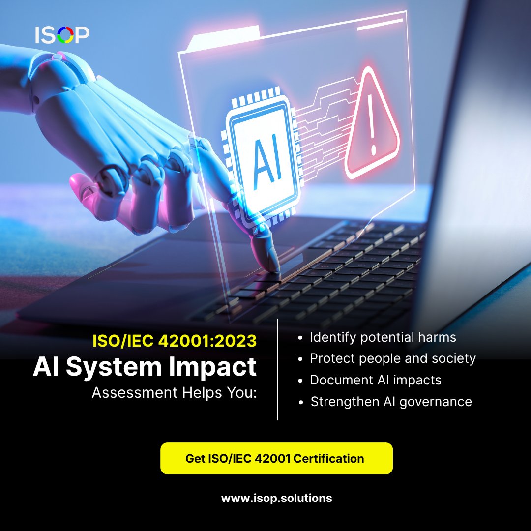 isop_solutions's tweet photo. Explore ISO/IEC 42001 Certification with ISOP https://t.co/PZYNVIYE5c
#ISO42001 #AIGovernance #ResponsibleAI #ArtificialIntelligence #AIManagement #AICompliance #ISOStandards #RiskManagement #ISOP https://t.co/xuvl17imhw
