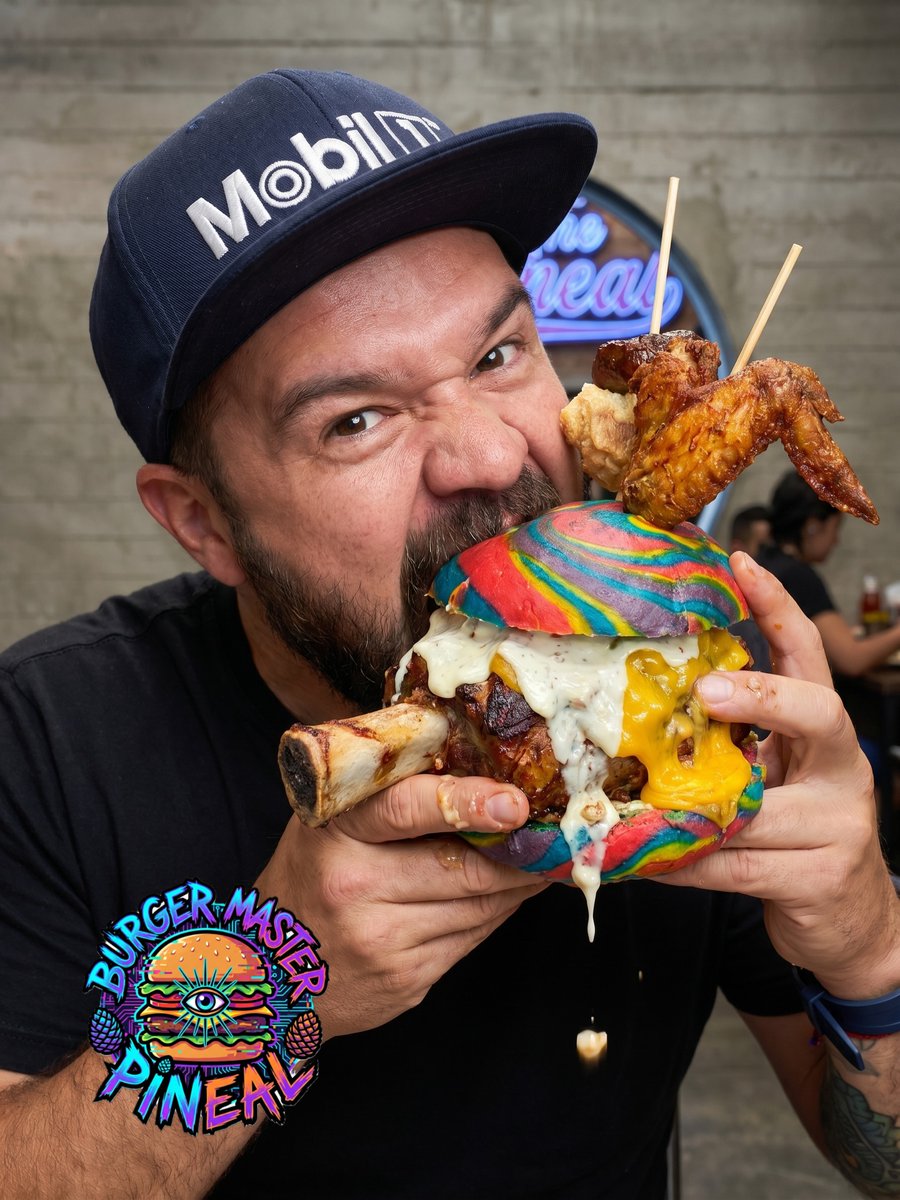harperramirezte's tweet photo. I think things got completely out of control this time. They got carried away with creativity and toned down the real flavor of the meat. Here’s my top 3 unreal burgers. Important: AI-recreated images are fiction. https://t.co/A6M7SYdujp