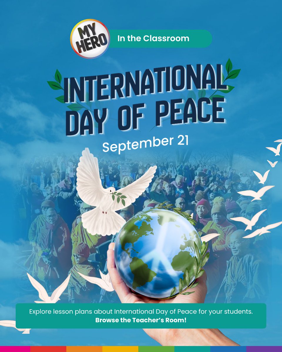 myhero's tweet photo. International Day of Peace is a time to honor the “everyday architects of peace.” Today is designated as a period for non-violence and ceasfire.Celebrate today by taking the time to lend a helping hand, and promoting stories of peace and hope. 

https://t.co/M8WTpRATeM https://t.co/zNT3I2LTit