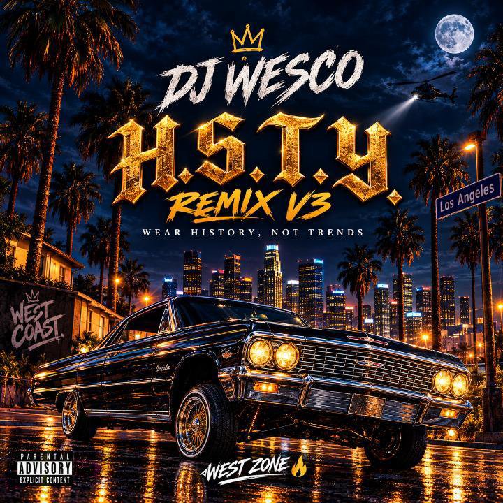 VRozhko88219's tweet photo. DJ WESCO — H.S.T.Y. REMIX V3 🔥
West Coast sound. WEST ZONE 🌴
Wear history, not trends.
🎨 Cover Art: Daniel Oguild
🎧 New remix out now.
#DJWESCO #HSTY #WestZone #GFunk #WestCoast #Remix https://t.co/OlmBkJARGQ