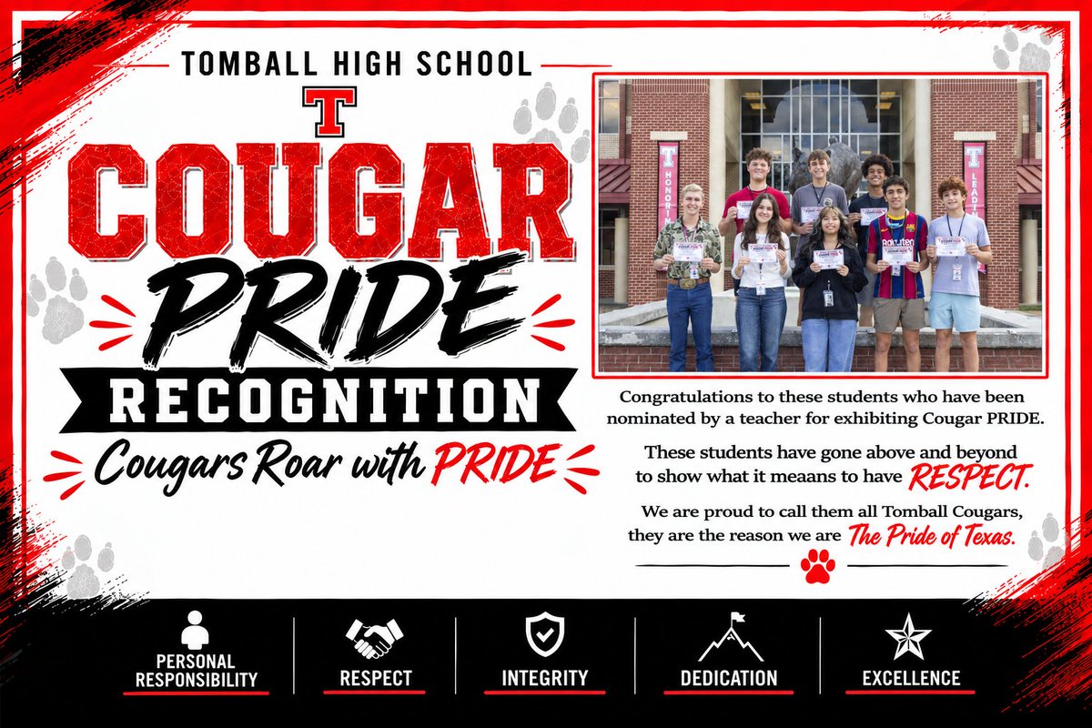 FootballTomball's tweet photo. Congrats to captain, Aidan Way, for being recognized as a Cougar PRIDE Student of the Week! 
We are proud of how you set the standard of doing the right thing when no one is watching and how you lead yourself on and off the field! 
#Integrity #FHFT #CollinsStrong #BacktoBackWeeks https://t.co/dX5TeW5abW
