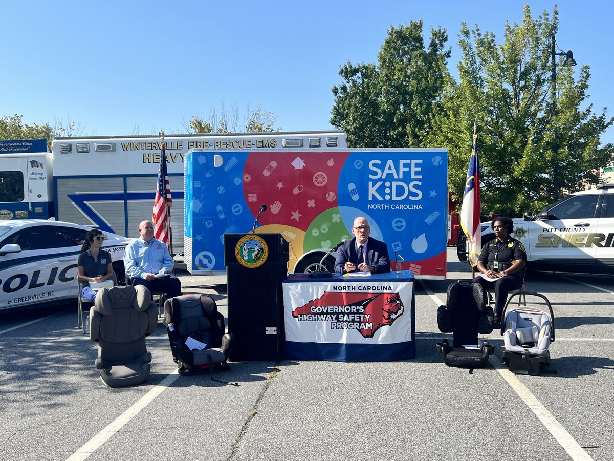NC_GHSP's tweet photo. We launched the statewide Child Passenger Safety campaign today in Greenville! Certified technicians gave free car seat checks &amp; installation demonstrations, while 50 free child safety seats were distributed to those in need. Thank you to all our partners for making it possible! https://t.co/gT80hvNZfd
