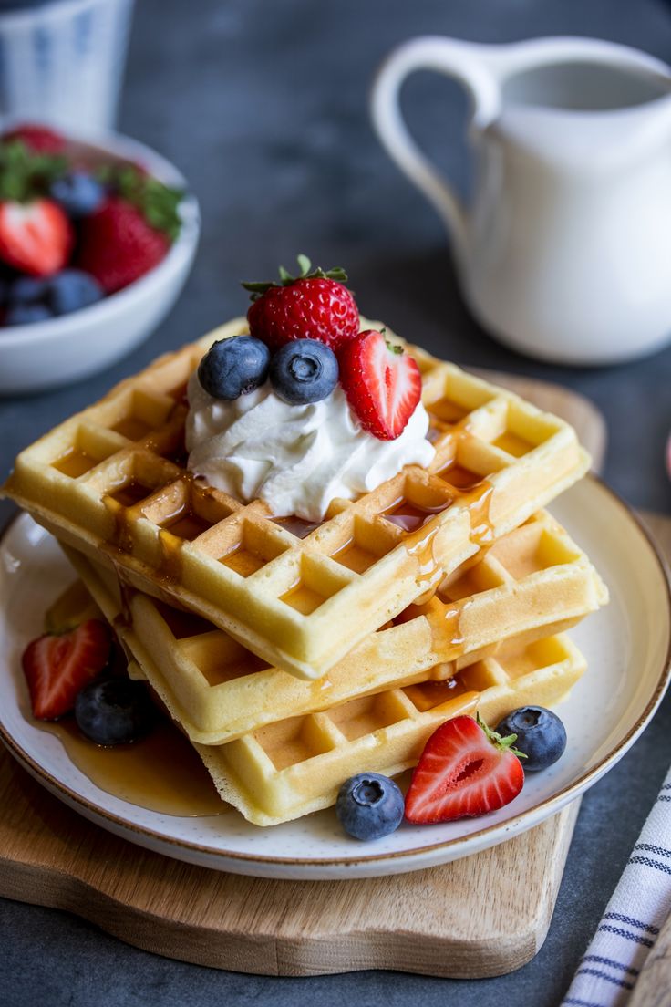 nomjetuk's tweet photo. Fluffy waffles, fresh berries and a drizzle of syrup can make any Wednesday morning feel better, follow NomJet for more food ideas 🧇 https://t.co/YKUiHsrasX