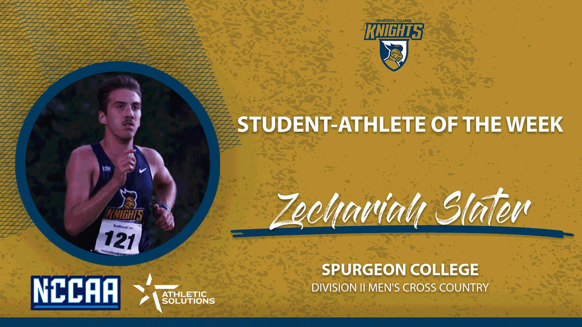 TheNCCAA's tweet photo. 👟 Student-Athlete of the Week 👟
Presented by @ath_solutions
Division II Men's #NCCAACrossCountry
𝐙𝐞𝐜𝐡𝐚𝐫𝐢𝐚𝐡 𝐒𝐥𝐚𝐭𝐞𝐫, Spurgeon College
https://t.co/ia5U4AzZYh | #PlayforHim https://t.co/ZoVchaJ4LU
