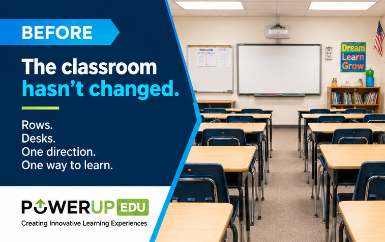 powerupedu's tweet photo. 🏫 What if classrooms changed as fast as learning? Transform spaces to boost collaboration, creativity, and ownership. #PowerUpEDU #TransformationalSpaces #LearningEnvironment #InnovativeLearning #ActiveLearning #EdTech #FutureOfLearning #CreatingInnovativeLearningExperiences https://t.co/TlzN7CUG9Q