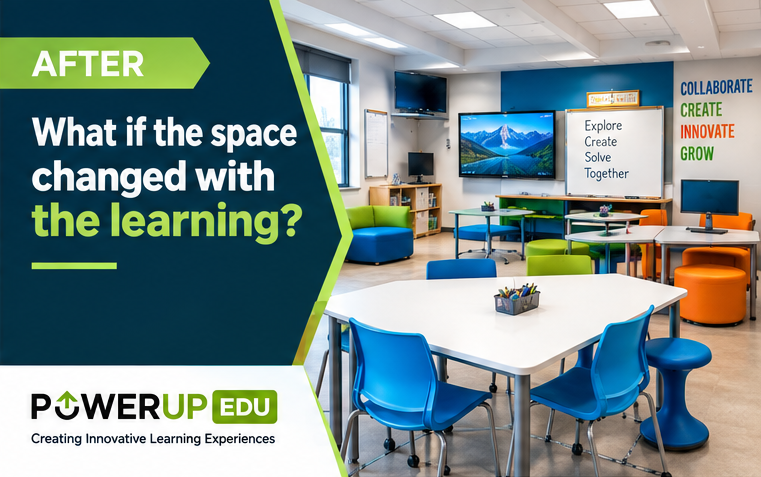 powerupedu's tweet photo. 🏫 What if classrooms changed as fast as learning? Transform spaces to boost collaboration, creativity, and ownership. #PowerUpEDU #TransformationalSpaces #LearningEnvironment #InnovativeLearning #ActiveLearning #EdTech #FutureOfLearning #CreatingInnovativeLearningExperiences https://t.co/TlzN7CUG9Q