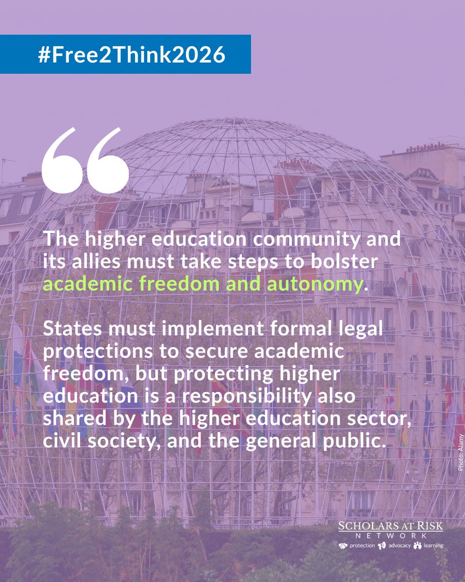 ScholarsAtRisk's tweet photo. Peace isn’t just the absence of violence–it’s the presence of truth, justice, and open dialogue. Democracy thrives when scholars and students can ask tough questions without fear. This #InternationalDayOfPeace, stand up for #AcademicFreedom. Read more: https://t.co/qrfMvjGwl2 https://t.co/CCytDjv4VE