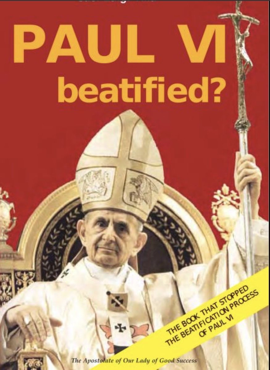 CarnivoreCatho's tweet photo. "Is the one “responsible”, the ‘‘accomplisher”, the "collaborator” of all that occurred, during and after the Vatican II, not perhaps he who sat at the “top” of the Hierarchy? Certainly never, in the past, was there such a disconcerting conflict, or a similar contradiction between the “truths” of the “past” and the other “alleged truths” of this “present”.
Definitely, one needs to have lost all love for the Church and for souls — as well as lost common “‘good sense” — to have the nerve to propose the beatification of Paul VI! Indeed this is the last straw, this desire to sanctify a Pope that openly failed his ‘duties’ as Supreme Pontiff...Now, since in this historical-theological “Essay” I shall attempt to demonstrate that Paul VI did not fulfill his duty, I allowed myself to side with the “devil’s advocate”, the one who in every “process of beatification”, has the grave task of scrutinizing the life and writings of the candidate, just to dig up all those elements that might oppose his canonization!". pg 15, 16 "Paul VI: Beatified?" by Fr. Luigi Villa