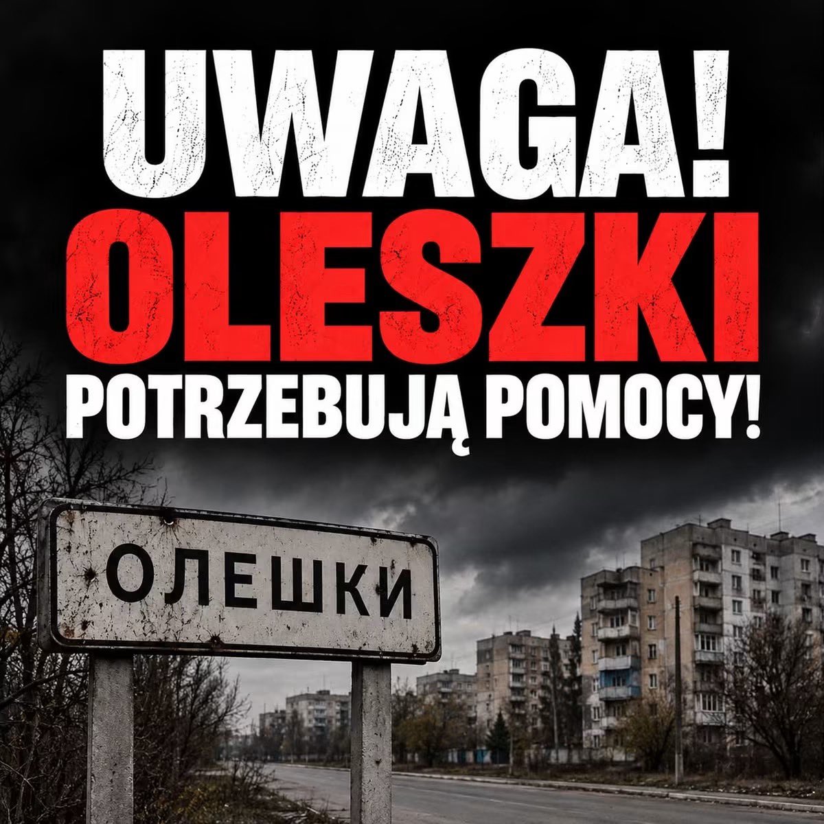 mateusz_rybak1's tweet photo. 🇺🇦🇺🇦🇺🇦🇺🇦🇺🇦🇺🇦🇺🇦

‼️OLESZKI POTRZEBUJĄ POMOCY‼️
Proszę, przeczytajcie i udostępnijcie.

W okupowanych przez Rosję Oleszkach na południu Ukrainy może pozostawać ponad 6 000 cywilów, w tym około 200 dzieci. Ostatnie dostawy żywności dotarły tam pod koniec maja. Według Wszechukraińskiej Rady Kościołów mieszkańcy głodują, brakuje wody pitnej, leków i podstawowej pomocy. Nie ma prądu ani gazu. 

Ale najbardziej przerażające jest to, że ludzie nie mogą po prostu wyjechać.

Ukraiński Rzecznik Praw Człowieka Dmytro Łubinec informuje, że przygotowano mechanizm ewakuacji. Ustalono listę osób. Ukraina przygotowała możliwość wprowadzenia reżimu ciszy. Międzynarodowy Komitet Czerwonego Krzyża zadeklarował gotowość udziału w ewakuacji.

Zweryfikowano już 358 osób pilnie potrzebujących bezpiecznego wyjazdu.

Rosja po przeprowadzonych rozmowach nie potwierdza gotowości do przeprowadzenia misji humanitarnej. 

Ludzie zaczynają więc wydostawać się na własną rękę przez zaminowane pola. Ryzykują śmiercią od min albo ataków dronów, ponieważ pozostanie w Oleszkach uważają za jeszcze bardziej niebezpieczne. 

Sytuacja stała się na tyle dramatyczna, że 19 września Wszechukraińska Rada Kościołów i Organizacji Religijnych zaapelowała bezpośrednio do papieża Leona XIV oraz innych światowych przywódców religijnych o wykorzystanie wszystkich możliwości, aby uratować mieszkańców Oleszek przed śmiercią głodową.

Do państw ONZ i Międzynarodowego Komitetu Czerwonego Krzyża skierowano apel o podjęcie działań potrzebnych do przeprowadzenia misji humanitarnej i ewakuacji mieszkańców na terytorium kontrolowane przez Ukrainę. 

6 000 ludzi.
Około 200 dzieci.
358 osób już zweryfikowanych jako pilnie potrzebujące ewakuacji.
Ostatnie dostawy żywności — pod koniec maja.

To dzieje się teraz, we wrześniu 2026 roku.

Nie możemy sami otworzyć korytarza humanitarnego. Ale możemy zrobić jedną rzecz: nie pozwolić, żeby Oleszki umierały w ciszy.

Nagłaśniajmy. Piszmy o tym. Oznaczajmy media, polityków i organizacje międzynarodowe.

Proszę Was o masowe udostępnianie tego posta.