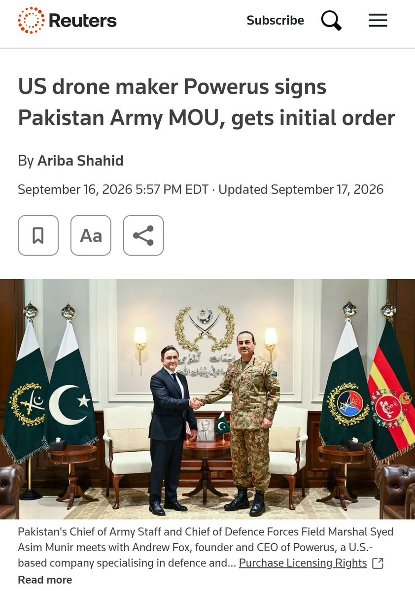 ObserverKashmir's tweet photo. 🇵🇰🤝🇮🇱🖕
Pakistan Sitting military Govt has signed a deal with Powerus, an autonomous drone company that is being run by the former @IDF officer Ziv Marom. Any news organization  willing to report on this? @etribune @dawn_com @geonews_urdu
#ستمبر27_فیصلہ_کن_مارچ https://t.co/o7M8sHjriA