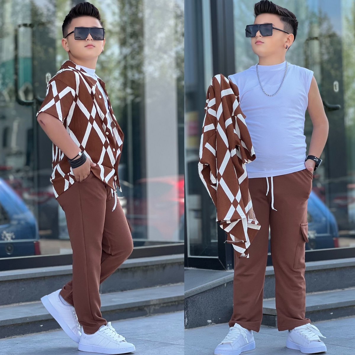 LuksM4teus's tweet photo. Elevate his style with a geometric-print shirt and white cargo pants—streetwear made for young trendsetters. Sizes 9–16 years. Order via DM or WhatsApp: 78 868 280 https://t.co/1DFEQ2GIax