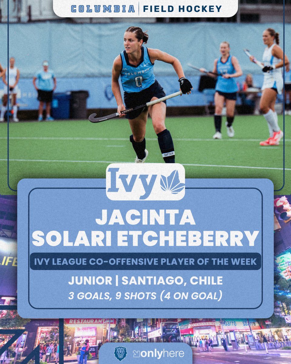 CULionsFH's tweet photo. Jacinta Solari Etcheberry has been named @IvyLeague Co-Offensive Player of the Week! 👏🏑🌿
🔗: https://t.co/BoquDxF6B4
#RoarLionRoar🦁 // #OnlyHere🗽 https://t.co/d6qmcIC6nv