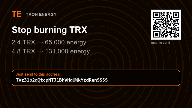 Adanetamz's tweet photo. Buying TRX just to send USDT? You don't have to.

2.4 TRX → 65,000 energy (1 hour)
4.8 TRX → 131,000 energy

Address : TVz31b2qQtcpNTJ1BhVHqUWkYzdRenSSSS

Works at 3am, same as noon
#Airdrop #swingtrading https://t.co/wzILqg5JoV