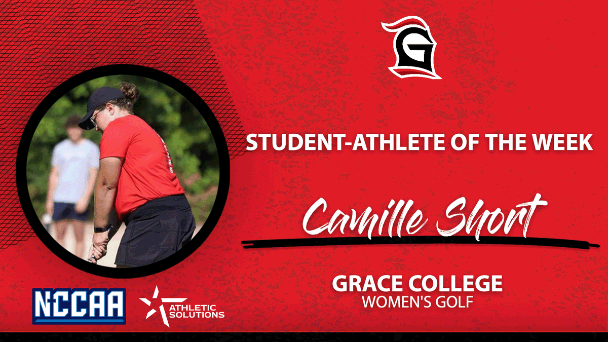 TheNCCAA's tweet photo. ⛳️ Student-Athlete of the Week ⛳️
Presented by @ath_solutions
Women's #NCCAAGolf
𝐂𝐚𝐦𝐢𝐥𝐥𝐞 𝐒𝐡𝐨𝐫𝐭, Grace College
https://t.co/3vQN89HBBi | #PlayforHim https://t.co/HQI8AYYkOT