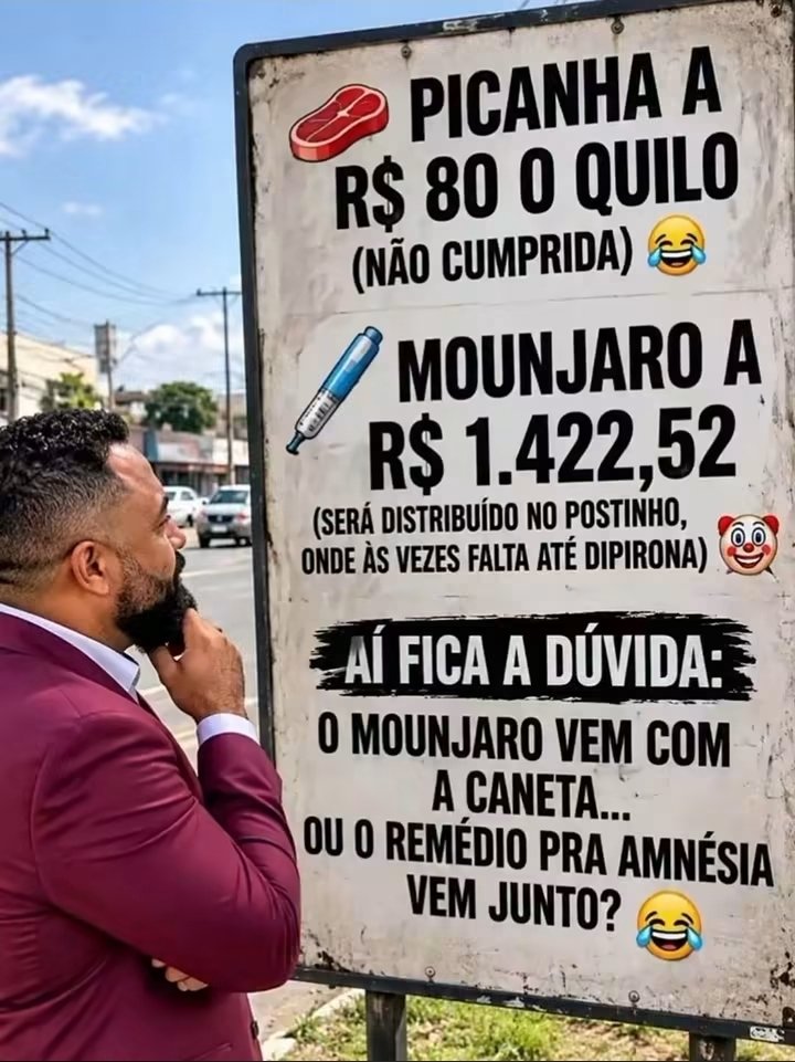 Akeleabrassu's tweet photo. Os preços dos produtos estão de dar nó no vento, no espaço e no orçamento ao mesmo tempo.
A picanha virou relíquia de museu, a caneta emagrecedora custa o valor de um carro popular parcelado em 96 vezes e o Bolsa Família, depois da eleição, muita gente nem vai receber — vai ganhar só um “obrigado pela confiança”.  🐙
Kim Paim. Cleitinho. Faltam 13.
Defesa Civil. Ibaneis. Ricardo  Salles. Prado. Raquel Lyra. Nasa.
Jair e Flávio Bolsonaro. Marina. 
Palver. Derrite. Paes. Vote 22
Tarcísio Freitas. Centrão. Ciro. Caiado.Kassio Nunes. Pesquisa.  Bets. Eduardo Bolsonaro. Putin.  Palácio. Santa Catarina. Elmano. Haddad. #Lula2026étetra no inferno. Daniel Vorcaro. USAID. Janja. Assembleia Geral da ONU. Patrus.Jair Bolsonaro.Roberta Luchsinger. Alckmin