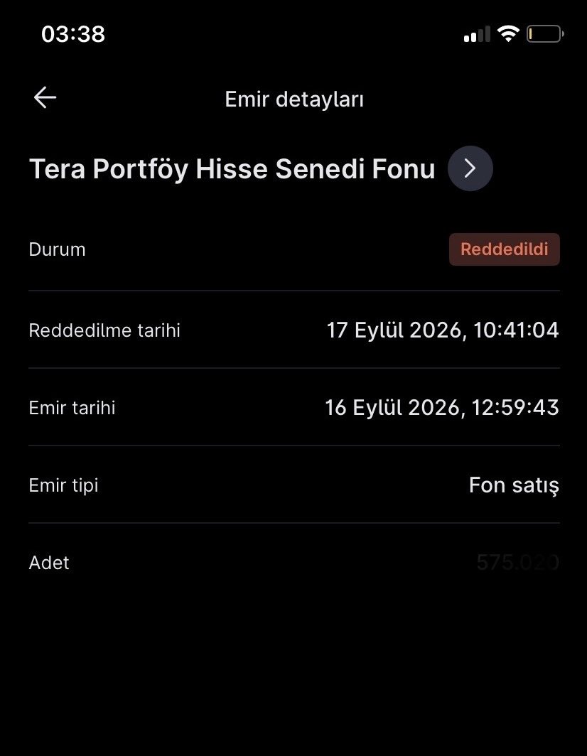 has_scan7498's tweet photo. @etfyatirim 16 EYLÜL 12.59 tarihli reddedilen satış emrim, Bunun hesabını kim verecek? #spk #fonmağdurları #midas https://t.co/Up8BY0tDqM
