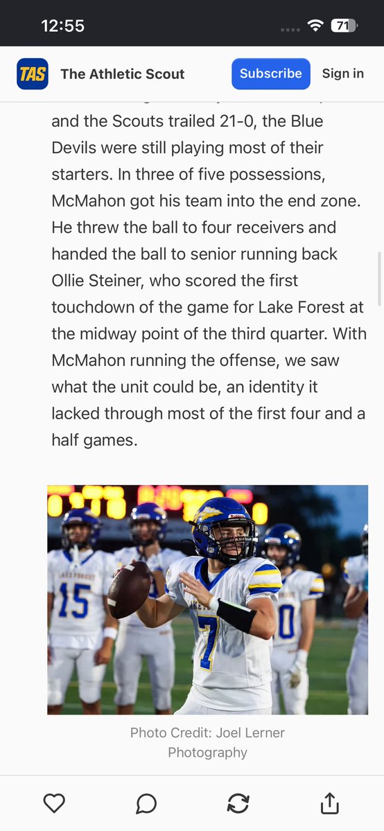 ColinMcMahon_2's tweet photo. Thanks for the write up @scoutsfootball1 
Ready for week 6 vs Warren. https://t.co/YhZddxNQMZ