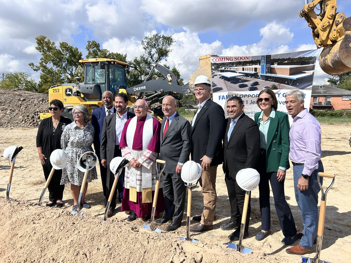 salliealcorn's tweet photo. Today we broke ground on the new Catholic Charities Family Opportunity Center in Eastex-Jensen - a family resource hub anchored by Martha’s Kitchen, bringing housing, employment, food assistance, disaster relief, pregnancy care &amp; more under one roof.

Opening 2028! 🏗️ https://t.co/kMj500DrlZ