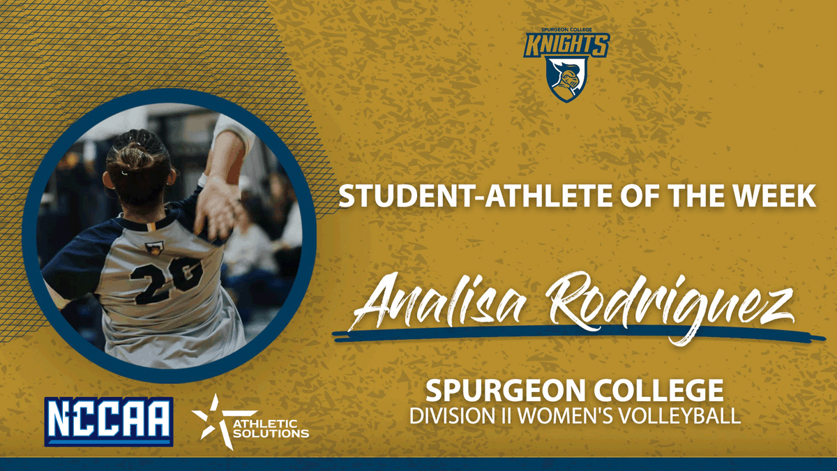 TheNCCAA's tweet photo. 🏐 Student-Athlete of the Week 🏐
Presented by @ath_solutions
Division II Women's #NCCAAVolleyball - Defensive
𝐀𝐧𝐚𝐥𝐢𝐬𝐚 𝐑𝐨𝐝𝐫𝐢𝐠𝐮𝐞𝐳, Spurgeon College
https://t.co/2lWPUGUNI8 | #PlayforHim https://t.co/xZo7t8fuX4